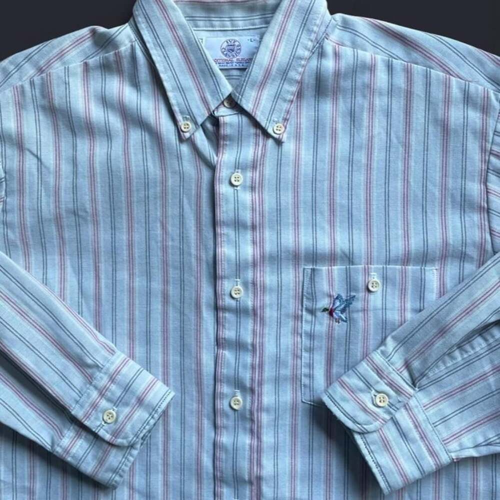 Vintage Duck Hunting Button Up Shirt Men’s Large Embroidered Striped Mallard